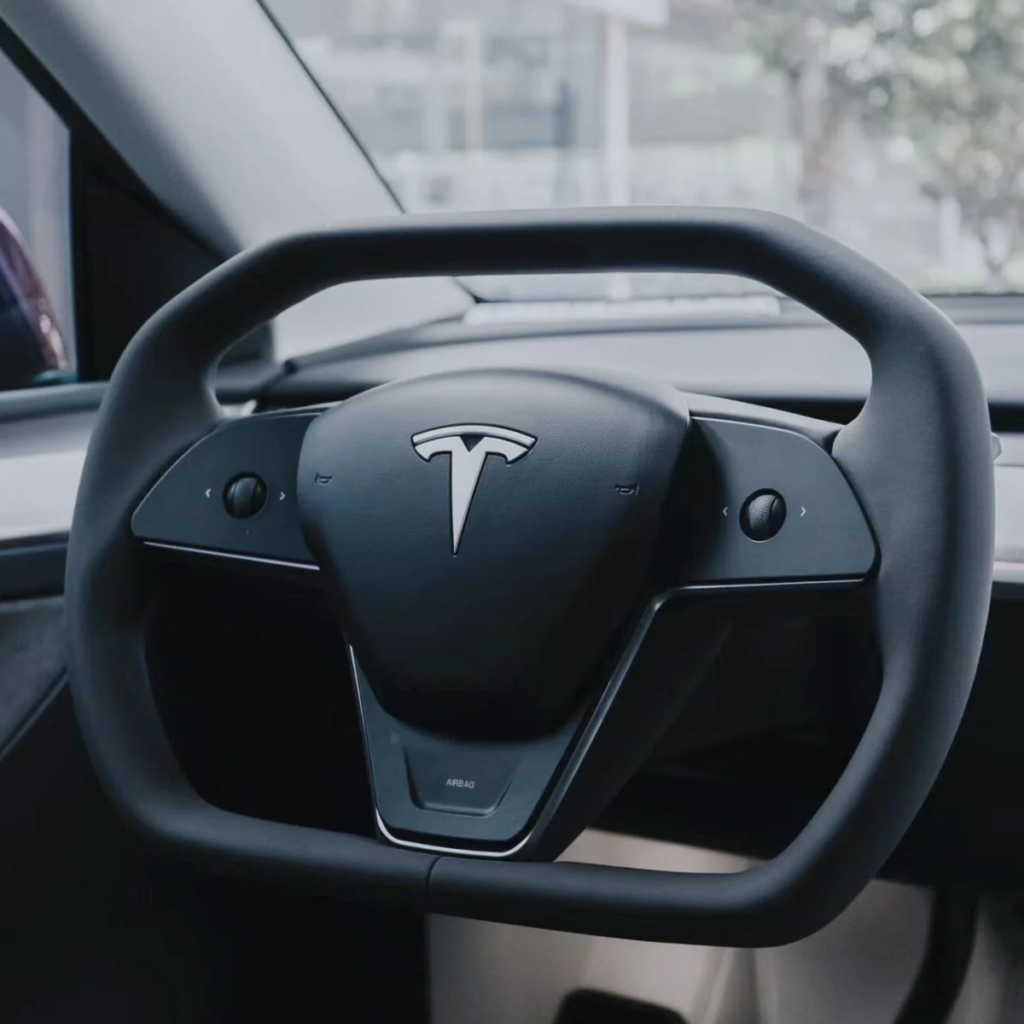 Cybertruck-Style Steering Wheel Upgrade for Tesla Model 3 & Model Y – Nappa Leather, Heated, OEM Fit