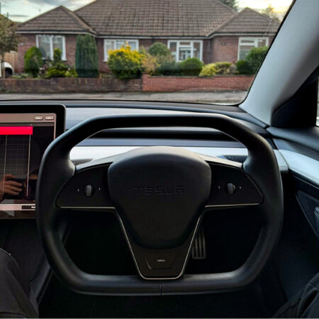 Cybertruck-Style Steering Wheel Upgrade for Tesla Model 3 & Model Y – Nappa Leather, Heated, OEM Fit