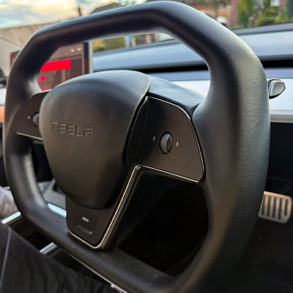Cybertruck-Style Steering Wheel Upgrade for Tesla Model 3 & Model Y – Nappa Leather, Heated, OEM Fit