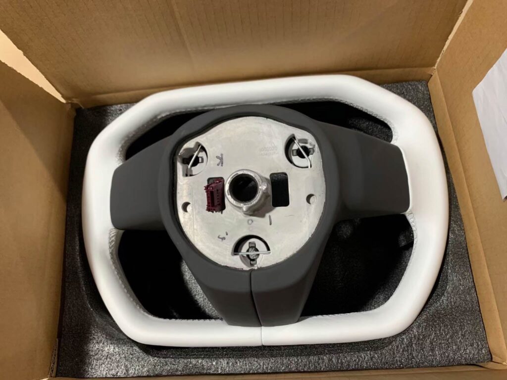 Cybertruck-Style Steering Wheel Upgrade for Tesla Model 3 & Model Y – Nappa Leather, Heated, OEM Fit