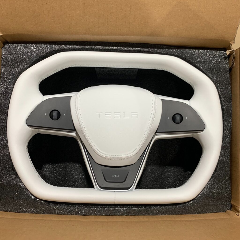 Cybertruck-Style Steering Wheel Upgrade for Tesla Model 3 & Model Y – Nappa Leather, Heated, OEM Fit