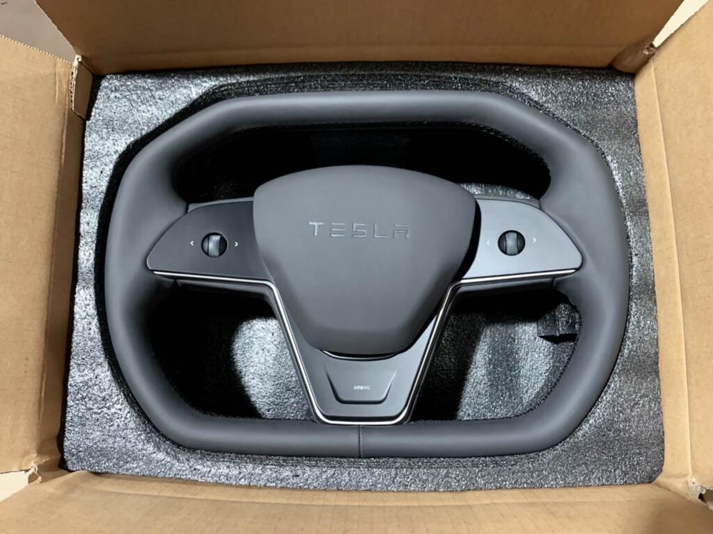 Cybertruck-Style Steering Wheel Upgrade for Tesla Model 3 & Model Y – Nappa Leather, Heated, OEM Fit