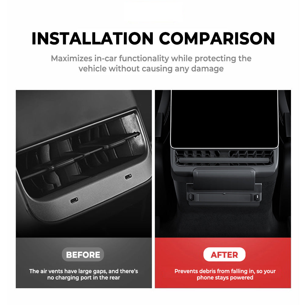 Rear Air Outlet Expansion Dock for Tesla 2024-2026+ Model 3 / Y Juniper