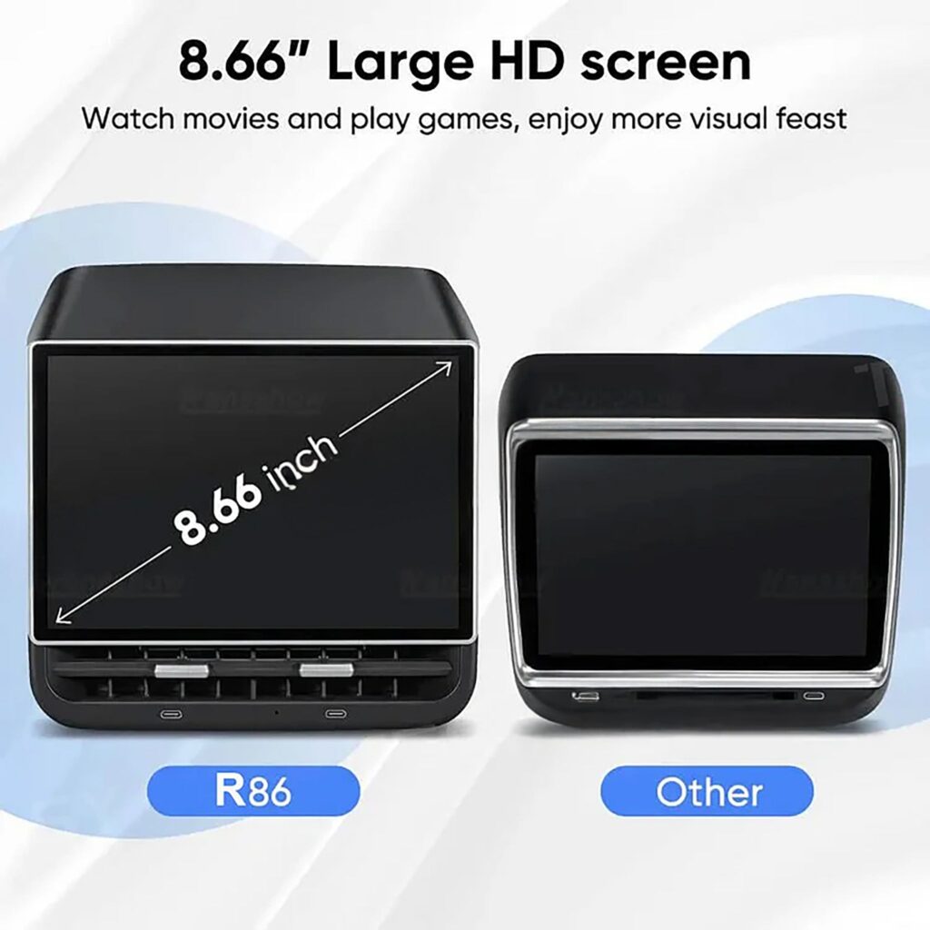 Tesla Model 3 & Y 8.6-Inch Rear Entertainment Screen – HD Display, Gaming, Streaming, and Comfort Controls